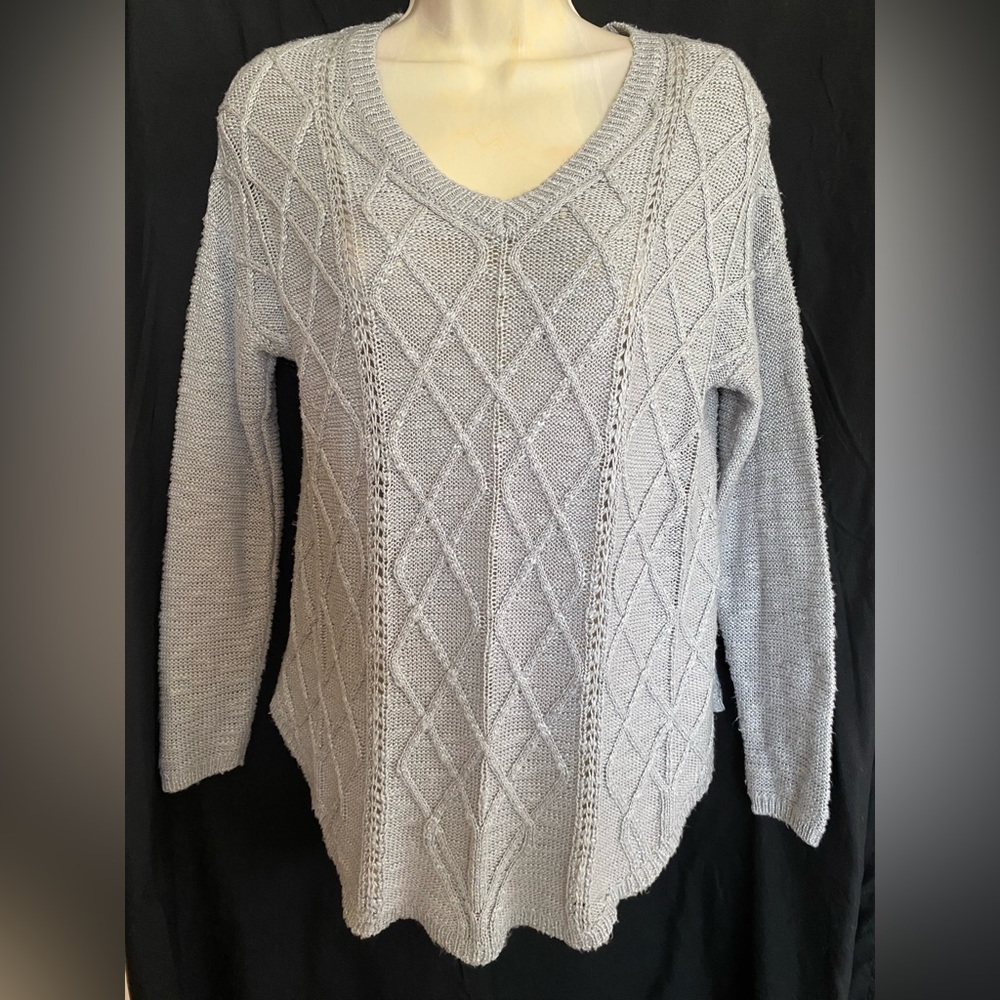 Allegra light gray sweater, Sz. Medium, gently used.